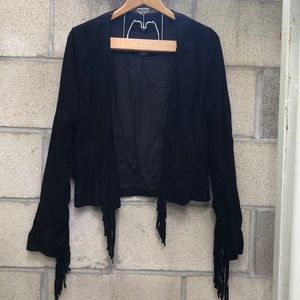 Dolce Vita Black Leather Jacket with Fringe